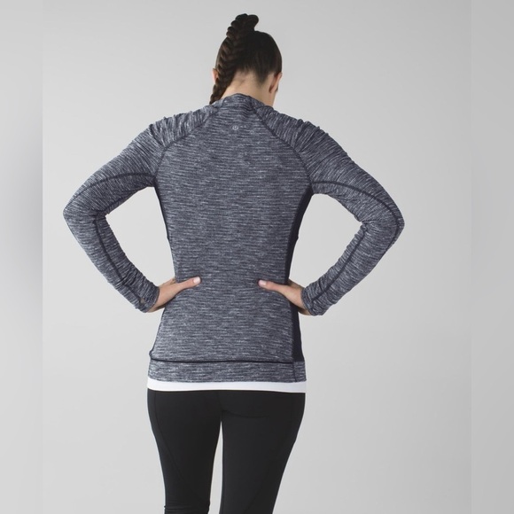 Lululemon Think Fast Long Sleeve, Coco Pique Black / Black, Size 10 - Picture 2 of 12